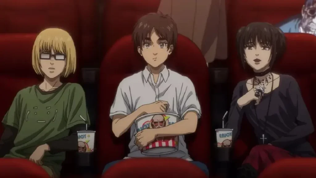 Eren Jaeger e amigos (Armin Arlert e Mikasa Ackerman) em Attack on Titan Last Attack