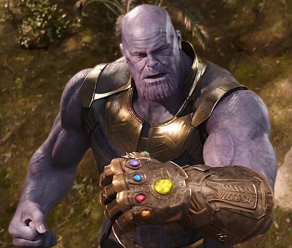 Thanos com as jóas do infinito no MCU da Marvel